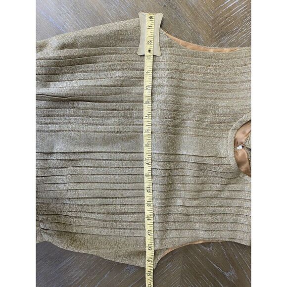 VTG 50s 60s Gold‎ Lame Cocktail Party Dress sz 10 Medium Pleated Normay Hostess - Picture 12 of 12